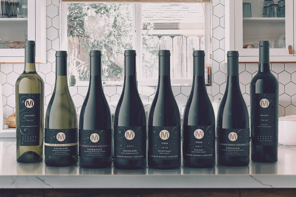 Andrew Murray Wine bottle lineup
