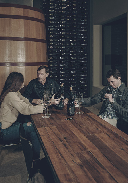 Murray Family in the wine cellar